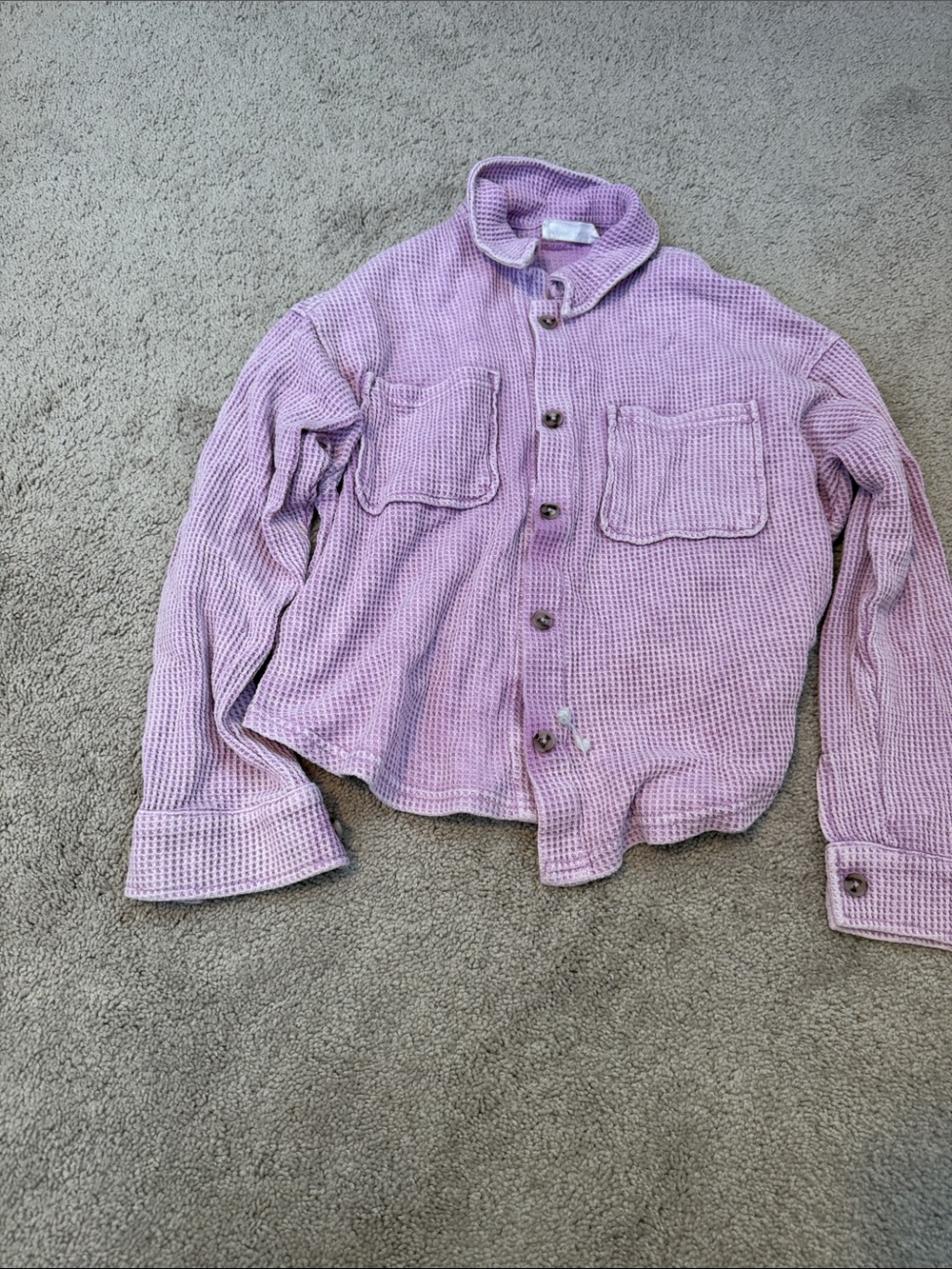Hippie Rose Lilac Waffle Knit Button Jacket